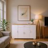 FurnitureR Weiß TV-Bank, Modernes Design, MDF Material, Geräumiger Stauraum, Platzsparend, Ideal für Wohnzimmer Bild 3