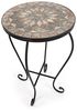 K&L Wall Art Blumenhocker Mosaik Gartentisch Metall Pflanzenhocker Stein Blumentreppe, Naturstein Mosaik Tischplatte Bild 3