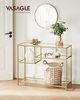 Vasagle Konsolentisch, Flurtisch, Beistelltisch, aus Hartglas, Metallgestell, mit Ablagen, 35 x 100 x 80 cm, modern, für Flur, Wohnzimmer, goldfarben von Songmics LGT022A61 Bild 2
