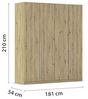 Rauch Möbel Alabama, Kleiderschrank für Schlafzimmer, Kinderzimmer, Wohnzimmer, Garderobe, Flur, 4-türig, mit Zubehör Classic, Farbe Eiche Artisan, Holz, Breite 181 cm Bild 3