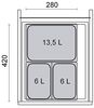 SO-TECH® Mülltrennsystem Ninka Abfalltrennsystem eins2vier Eimer Set 2x 6L, 1x 13,5L, für Korpusbreite 450 mm, Seitenstärke 16 mm, Höhe 275 mm Bild 3