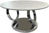 riess-ambiente Couchtisch DANCING RINGS weiß / chrom · runder Keramik-Beistelltisch mit 2 Ebenen (Einzelartikel, 1-St), Wohnzimmer · 2 Tischplatten · Marmor-Design · Metall · drehbar Bild 4