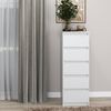 Home Collective Kommode weiß mit fünf Schubladen, Schlafzimmer Flur Nachttisch, Schrank, Sideboard, Highboard, Breite 40 cm Höhe 111cm Bild 5