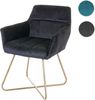 Esszimmerstuhl HWC-F37, Stuhl Küchenstuhl, Retro Design Samt goldene Füße ~ schwarz Bild 3