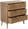 DRW Kommode mit 3 Schubladen aus MDF und Rattan in Natur, 80 x 40 x 80 cm, Höhe 16 cm Bild 2