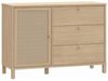 Forte SKELBIT Kommode 120, Kommode im Boho-Stil, 1-türig, 3 Schubladen, Holzwerkstoff, Wohn-/Schlafzimmer, Elegancia Eiche Holzdekor|Technorattan, 116,3 cm breit x 82,5 cm hoch x 42 cm tief Bild 4
