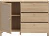Forte SKELBIT Kommode 120, Kommode im Boho-Stil, 1-türig, 3 Schubladen, Holzwerkstoff, Wohn-/Schlafzimmer, Elegancia Eiche Holzdekor|Technorattan, 116,3 cm breit x 82,5 cm hoch x 42 cm tief Bild 5