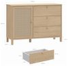 Forte SKELBIT Kommode 120, Kommode im Boho-Stil, 1-türig, 3 Schubladen, Holzwerkstoff, Wohn-/Schlafzimmer, Elegancia Eiche Holzdekor|Technorattan, 116,3 cm breit x 82,5 cm hoch x 42 cm tief Bild 2