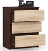 AKORD Kommode K60 mit 3 Schubladen | für das Wohnzimmer Schlafzimmer Schrank Büro Arbeitszimmer | Modernes Funktionales Design | B60 x H77 x T40 cm, Gewicht 25 kgWenge/Sonoma-Eiche Bild 5