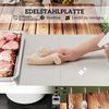Outsunny Servierwagen mit Arbeitsfläche, Schrank, Haken, Räder, aus Edelstahl, (3-Etagen Grillwagen, 1 St, klappbar BBQ Grilltisch), für Garten, Grill, 116 x 50 x 93cm, Schwarz Bild 5