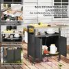 Outsunny Servierwagen mit Arbeitsfläche, Schrank, Haken, Räder, aus Edelstahl, (3-Etagen Grillwagen, 1 St, klappbar BBQ Grilltisch), für Garten, Grill, 116 x 50 x 93cm, Schwarz Bild 3