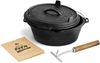 BURNHARD® Dutch Oven Pre-Seasoned, 6qt 5,6 Liter, Gusseisen Feuertopf, Schmortopf mit Deckelheber ohne Füße - Schwarz - #946109 Bild 4