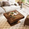 LITTLE TREE Quadratischer Couchtisch, moderner rustikaler Couchtisch für das Wohnzimmer, Holztisch mit verstellbaren Füßen, braun Bild 2