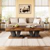 LITTLE TREE Quadratischer Couchtisch, moderner rustikaler Couchtisch für das Wohnzimmer, Holztisch mit verstellbaren Füßen, braun Bild 5