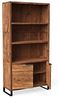 Bücherregal Sydney Akazie hell massiv Holzregal 90x180x35 cm mit Tür Regalschrank Bücherschrank für Wohnzimmer Büro Flur Esszimmer zeitlos elegant Bild 4