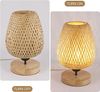 Comely Nachttischlampe mit Kabelschalter, Modern LED Tischlampe Rattan aus Bambus und Holz, Schreibtischlampe Holz mit E27-Fassung max 60W, Nachtlicht Leselampe für Schalfzimmer Kinderzimmer Bild 5