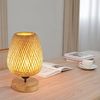 Comely Nachttischlampe mit Kabelschalter, Modern LED Tischlampe Rattan aus Bambus und Holz, Schreibtischlampe Holz mit E27-Fassung max 60W, Nachtlicht Leselampe für Schalfzimmer Kinderzimmer Bild 4