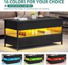 YITAHOME Couchtisch Höhenverstellbar, Wohnzimmertisch mit Verstecktem Ablagefach für für Wohnzimmer, Büro, couchtisch mit stauraum und 2 Schublade und LED-Lichtleiste 106 x 50 x 51,5 cm Bild 5