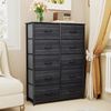 YITAHOME Kommode,Kommode mit 10 Schubladen,Schrank,Stoffschubladen mit Griffen,Kommodenschrank mit Stabiler Stahlrahmen,Dauerhaft,Schwarze Holzmaserung Bild 4