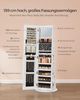 SONGMICS Schmuckschrank mit LED-Beleuchtung und Spiegel, Spiegelschrank, abschließbar, Spiegel mit Rahmen, einstellbare Helligkeit, platzsparend, Geschenkidee, wolkenweiß JJC008W03 Bild 5