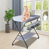 QIERF Klappbarer Wickeltisch Baby Wickelkommode Mobiler Wickelregal Höhenverstellbar, 25kg Tragfähigkeit für 0-12 Monate, Wechseln von Windeln, Wechselkleidung, Lagerung, Grau Bild 4