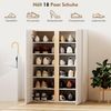 HOMCOM Schuhschrank mit 2 Hochglanz Türen Schuhregal mit 6 Verstellbaren Fächern (Schuhkommode, 1-St, Schuhaufbewahrung) mit Soft-Close-Funktion für 18 Paar Schuhe 70 x 33,5 x 95 cm, Weiß Bild 3