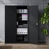 Jan Nowak Metallschrank Jan II 185 x 115 x 40 cm - Aktenschrank abschließbar mit 2 Türen, Mehrzweckschrank mit 5 Ebenen, Büroschrank aus Stahlschrank mit Pulverbeschichtung - Schwarz Bild 5