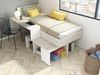 Vente-unique - RIGALI Bett Holz, Platte BeigeWeiß - B 128,8 cm x H 100,5 cm x L 204,4 cm233,2 cm Bild 5