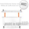 BigDean 3 Stück 60 L Aufbewahrungsbox mit Deckel groß transparent - stapelbare robuste Box - rollbare Stapelbox mit festen Klickverschlüssen - Made in Germany Bild 5
