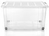 BigDean 3 Stück 60 L Aufbewahrungsbox mit Deckel groß transparent - stapelbare robuste Box - rollbare Stapelbox mit festen Klickverschlüssen - Made in Germany Bild 4