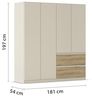 Rauch Möbel Costa, Kleiderschrank für Schlafzimmer, Kinderzimmer, Babyzimmer, Garderobe, Flur, 4-türig, 2 Schubladen, Push-to-Open, Zubehör Basic, Farbe Beige/Eiche Artisan, Holz, Breite 181 cm Bild 3