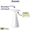 MÜLLER-LICHT LED-Akku-Tischleuchte 27700206, dimmbar, 2700K, warmweiß, weiß Bild 2