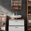 Badmöbel-Set Irma Weiß Hochglanz/Goldkraft Eiche 4 Teile, mit Schubladenschrank und Midischrank Vicco Bild 5