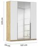 Rauch Möbel Alabama, Kleiderschrank, Garderobe, 4-türig, Spiegel, Zubehör Premium, 2 Kleiderstangen, 7 Einlegeböden, Schubladeneinsatz, Farbe Weiß/Eiche Artisan, Griff Grau metallic, 181 x 229 x 54 cm Bild 3