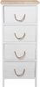 DRW Sifonier Kommode mit 4 Schubladen aus MDF und Deckel, Weiß und Natur, 40 x 30 x 91 cm Bild 1