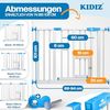 KIDIZ® Absperrgitter zum Klemmen mit Katzenklappe, Türschutzgitter, Autoclose Kinder Treppengitter ohne Bohren | 90° Stopp Schutz, schwenkbar, Treppenschutzgitter Blau, 88 - 94 cm Bild 2