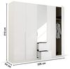 Kleiderschrank Drehtürenschrank Glamour | 5-türig | mit Spiegeltüren & Schubkästen | weiß Hochglanz / alpinweiß | 226x210 Bild 3