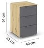 rauch Aditio Box, Nachttisch, 3 Schubladen, mit Softclose-Funktion, Farbe Grau metallic/Eiche Artisan, BxHxT 40x61x42cm Bild 3