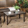 Outsunny Beistelltisch Rechteckiger Kaffeetisch, Gartentisch für Balkon, Terrasse (Couchtisch, 1-St, Gartentisch mit Holzoptik), Stahl, Braun, 91 x 51 x 46 cm Bild 2