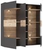 Highboard Vitrine COMO 3-trg. Optik: Grau / Planked Eiche von Forte Bild 5