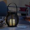MARELIDA LED Solarleuchte LED Solar Laterne mit LED Kerze Rattan Korboptik Tischleuchte Sensor, LED Classic, warmweiß (2100K bis 3000K) Bild 3
