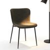 2er Set Esszimmerstühle mit Metallgestell, pulverbeschichtetes Stahlrohr in Schwarz, Stoffbezug mit Schaumpolsterung, in 3 Farben: Beige/Khaki/Dunkelgrün, kompakte Maße 55 x 48 x 80 cm Bild 4
