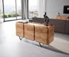 Sideboard Kiano 145 cm Akazie Natur 3 Türen V-Fuß Schwarz Raumteiler Bild 2