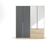 Kleiderschrank Drehtürenschrank Dark&Wood | 4-türig | mit Spiegeltüren & Schubkästen | grau metallic / Eiche Artisan | 181x210 Bild 4