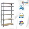 Simonrack Schwerlastregal, Lagerregal, 250 x 120 x 30 cm, Metallregal, Kellerregal, Biegestelle 200 kg, 6 Holzfachböden, Grau/Holz - Maderclick Bild 3