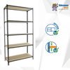 Simonrack Schwerlastregal, Lagerregal, 250 x 120 x 30 cm, Metallregal, Kellerregal, Biegestelle 200 kg, 6 Holzfachböden, Grau/Holz - Maderclick Bild 5