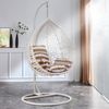 Luxus Hängesessel Style XXL Rattan Korb und Gestell Weiss mit Relaxkissen Braun Bild 2