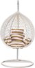 Luxus Hängesessel Style XXL Rattan Korb und Gestell Weiss mit Relaxkissen Braun Bild 3