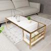 Hanah Home Elegant Coffee Table, White & Gold, 110 x 60 x 50 cm | 100% Melamine Coated Particle Board, 18 mm Thick | Durable Electrostatic Powder Coated Metal Legs Bild 4