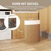 HOMCOM Wäschekorb 55 L Eckwäschekorb mit herausnehmbarem, waschbarem Innenbeutel (mit Deckel, 1 St, dreieckiger Wäschesammler aus Bambus), 35 x 35 x 60 cm, Braun Bild 4